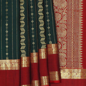 Kanchipattu Bottle Green Brocade Saree