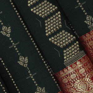 Kanchipattu Bottle Green Brocade Saree