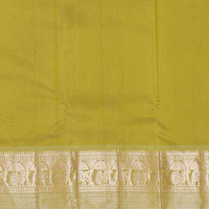 Kanchi Kora Golden Green Brocade Saree