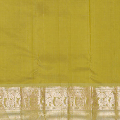Kanchi Kora Golden Green Brocade Saree