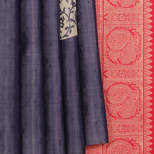 Kanchipattu Ash-Purple Saree