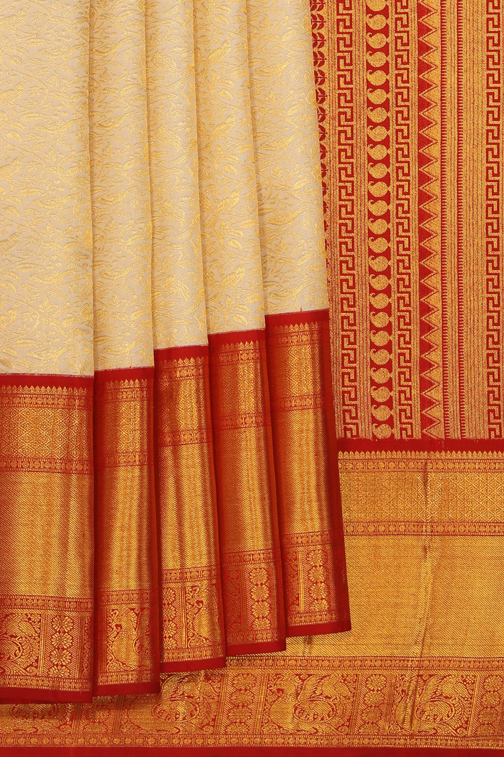Kanchipattu An Ethereal Pearl Off-White Saree