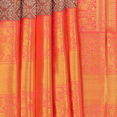 Kanchipattu Brocade Brown Saree