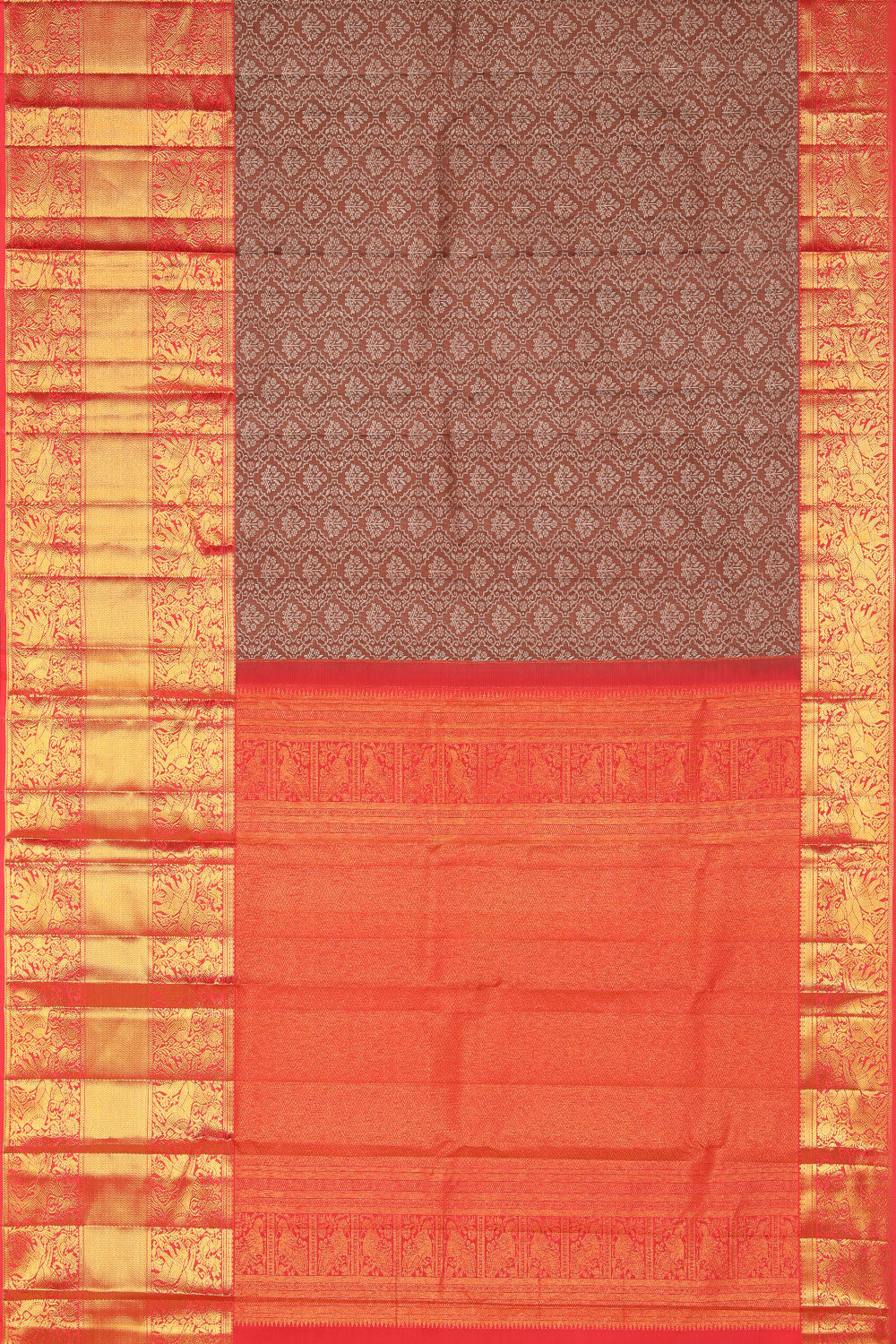 Kanchipattu Brocade Brown Saree