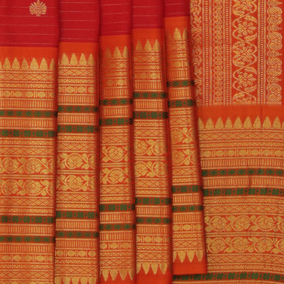 Gadwal Coral Red Saree
