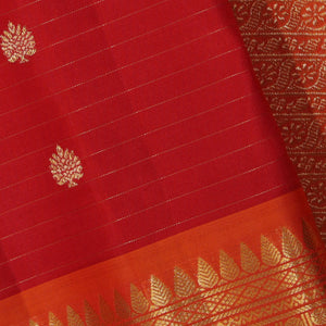 Gadwal Coral Red Saree