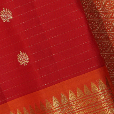 Gadwal Coral Red Saree