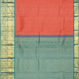 Kanchipattu Brocade Coral Peach Saree