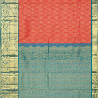 Kanchipattu Brocade Coral Peach Saree
