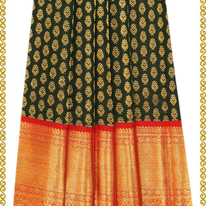 Kanchipattu Bottle Green Pavada Unstitched Set