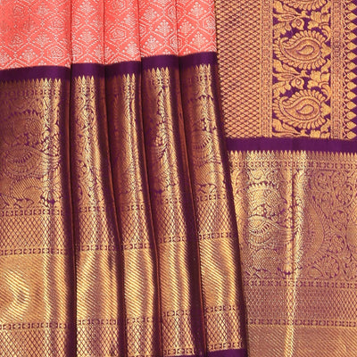 Kanchi Silk Brocade Pink Saree