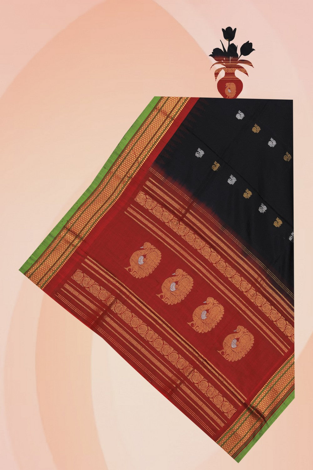 Gadwal Silk Black Dupatta
