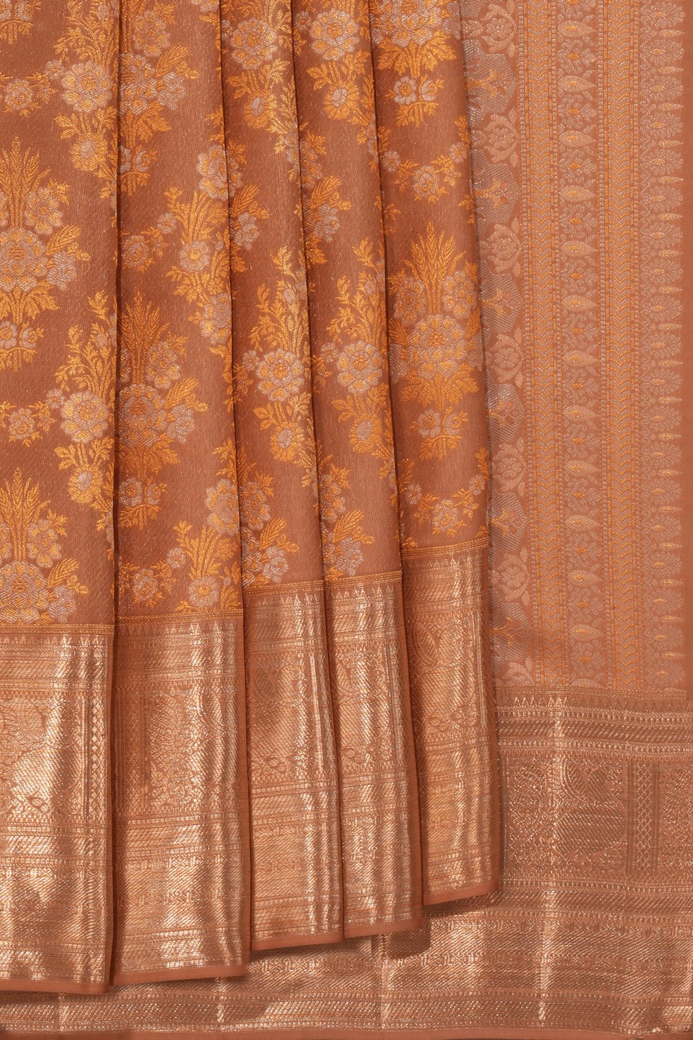 Kanchipattu Brocade Brown Saree