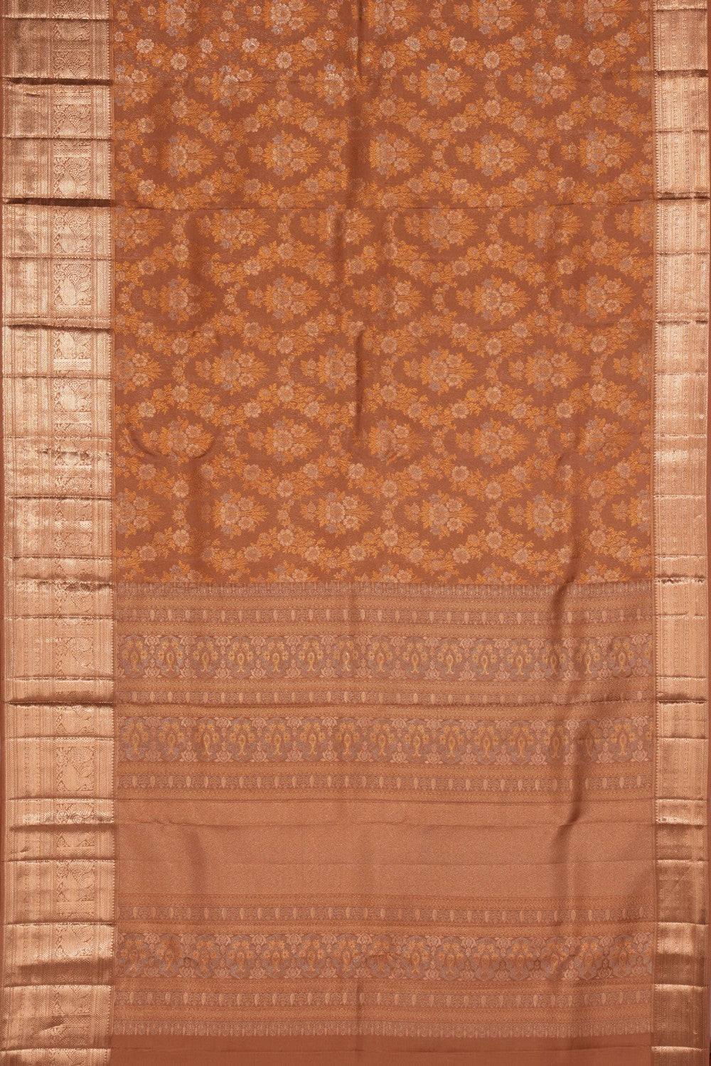 Kanchipattu Brocade Brown Saree
