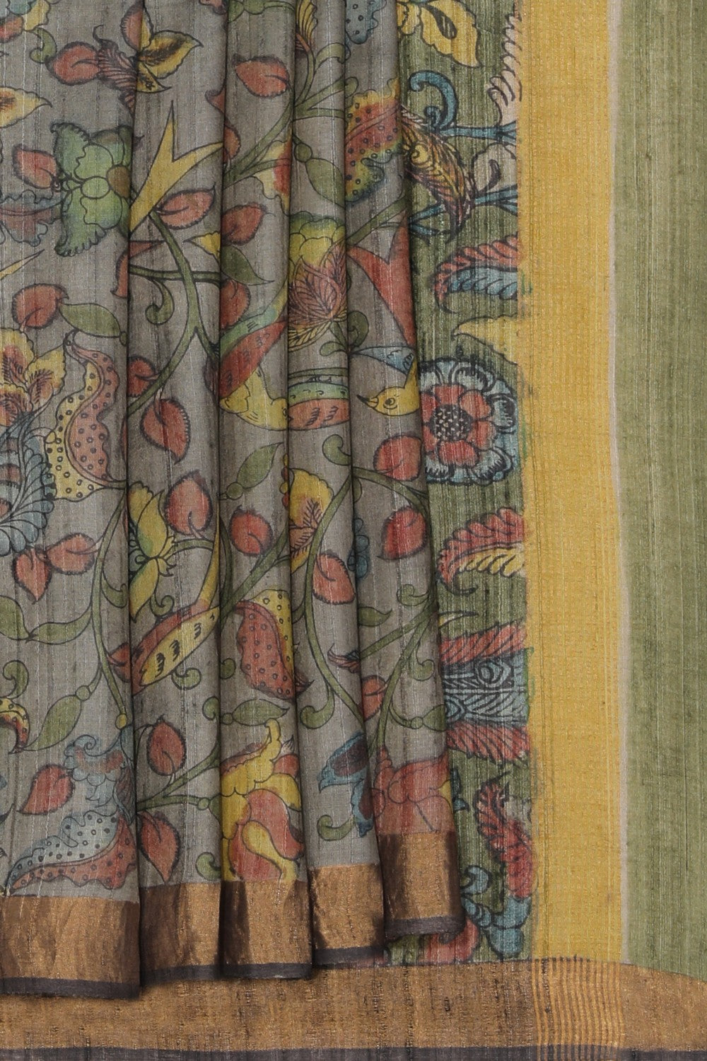 Kalamkari Printed Tussar Silk Saree
