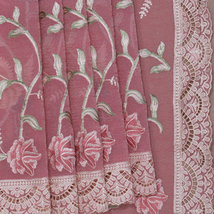 Crushed Organza Tissue Embroidery Saree
