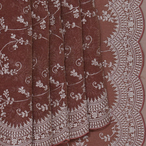 Crushed Organza Tissue Embroidery Saree