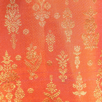 Kanchipattu Brocade Coral Orange Saree