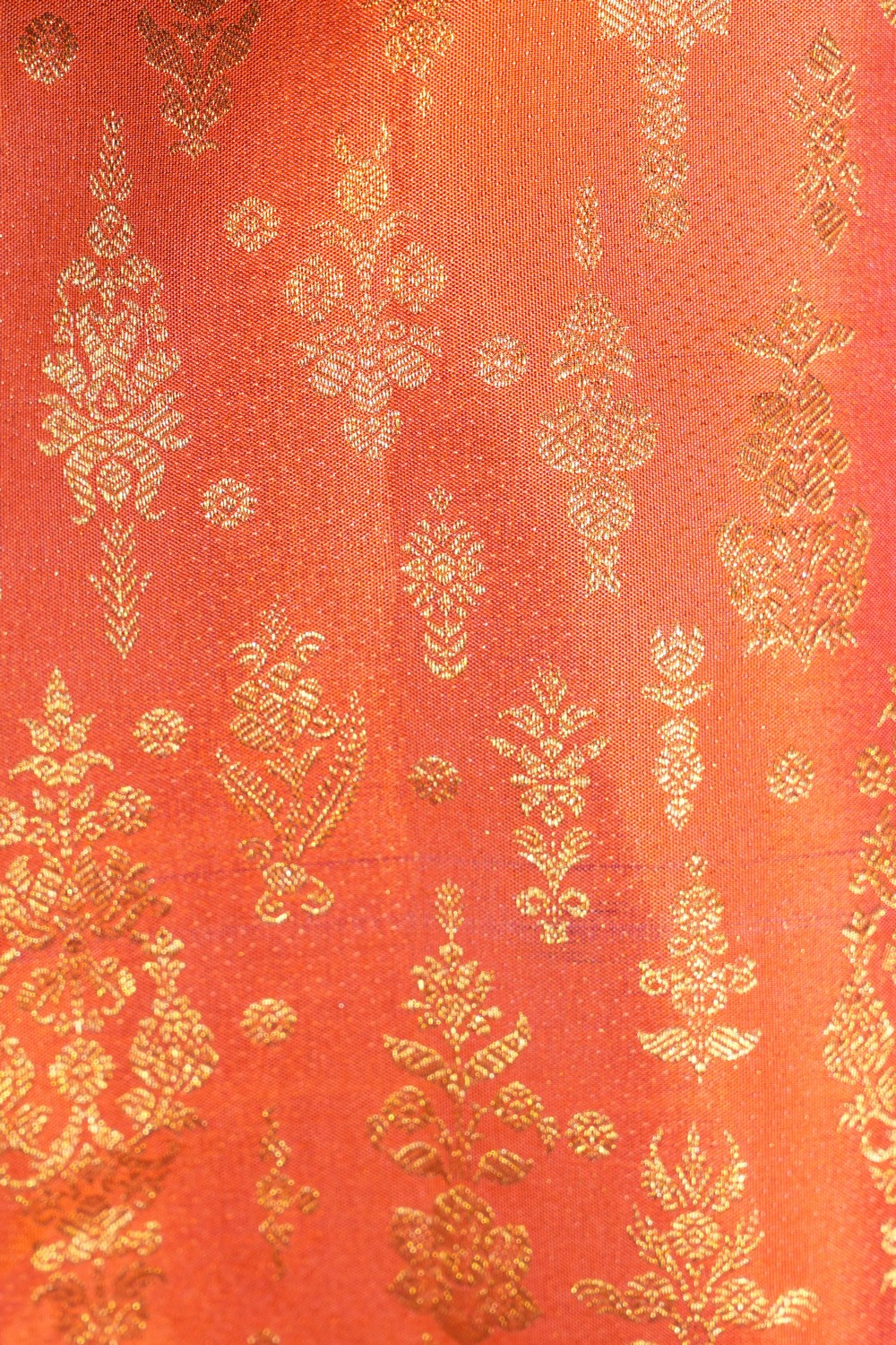 Kanchipattu Brocade Coral Orange Saree