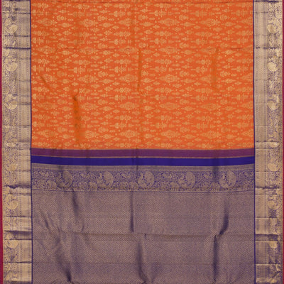 Kanchipattu Brocade Coral Orange Saree