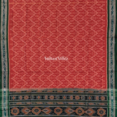 Rust Maniabandha Odisha Ikat Cotton Saree