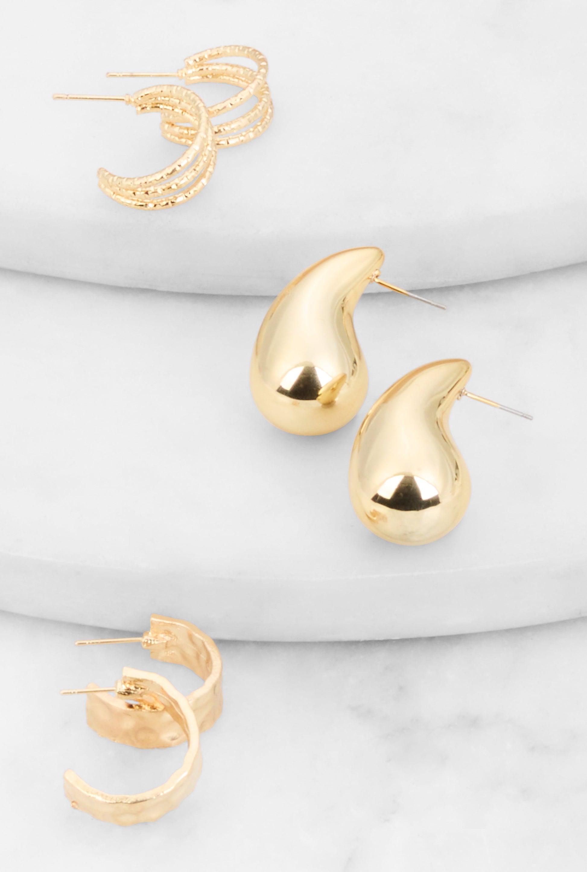 Metallic Earrings Set of 3