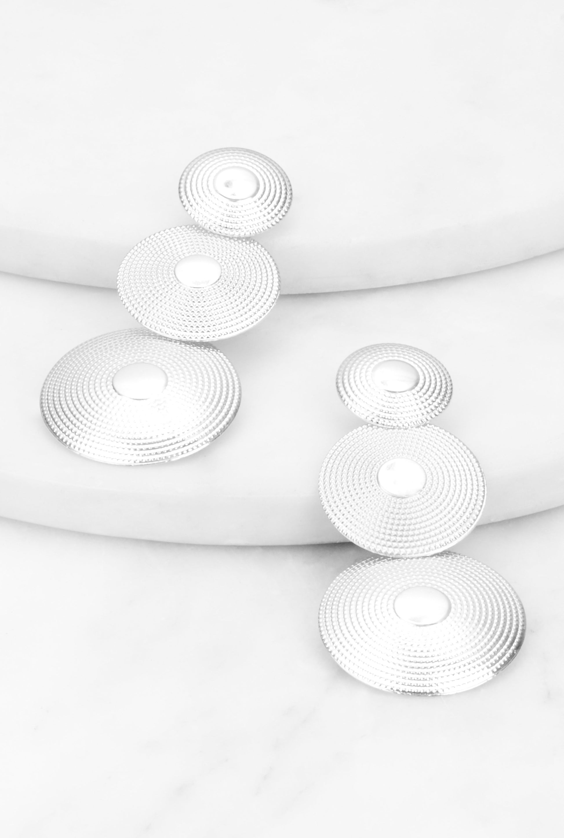 Textured Disc Drop Earrings