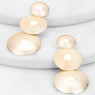 Textured Disc Drop Earrings