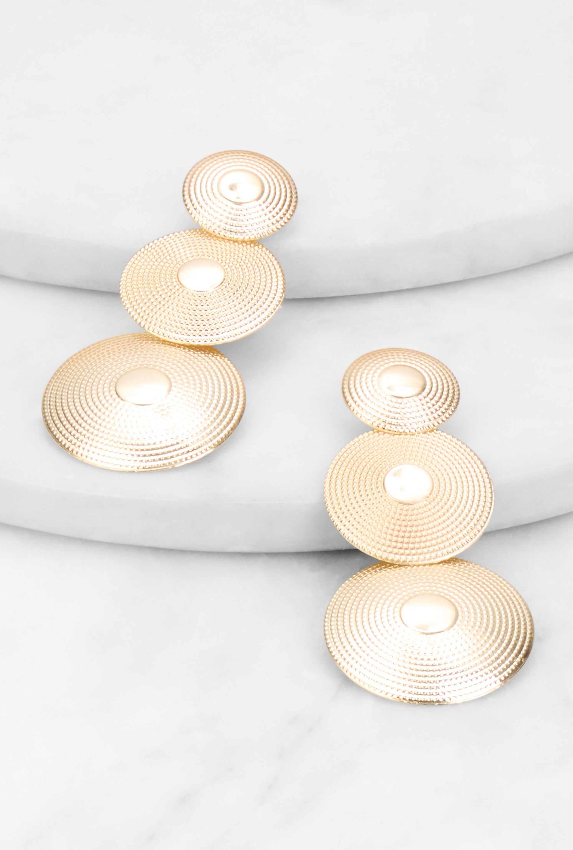 Textured Disc Drop Earrings