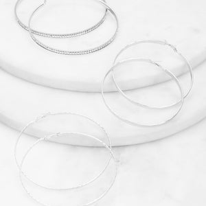 Jumbo Rhinestone Hoop Earring Trio