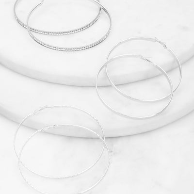 Jumbo Rhinestone Hoop Earring Trio