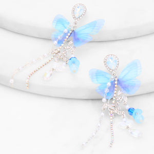 Butterfly Rhinestone Drop Earrings