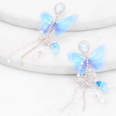Butterfly Rhinestone Drop Earrings