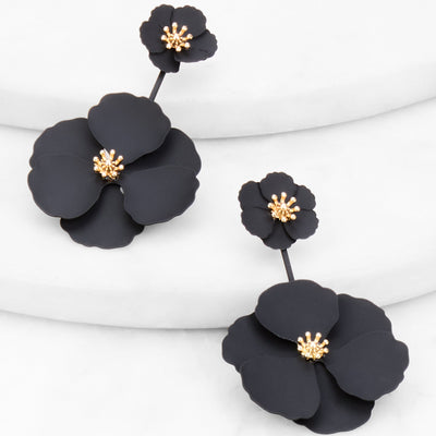 Double Flower Drop Earrings