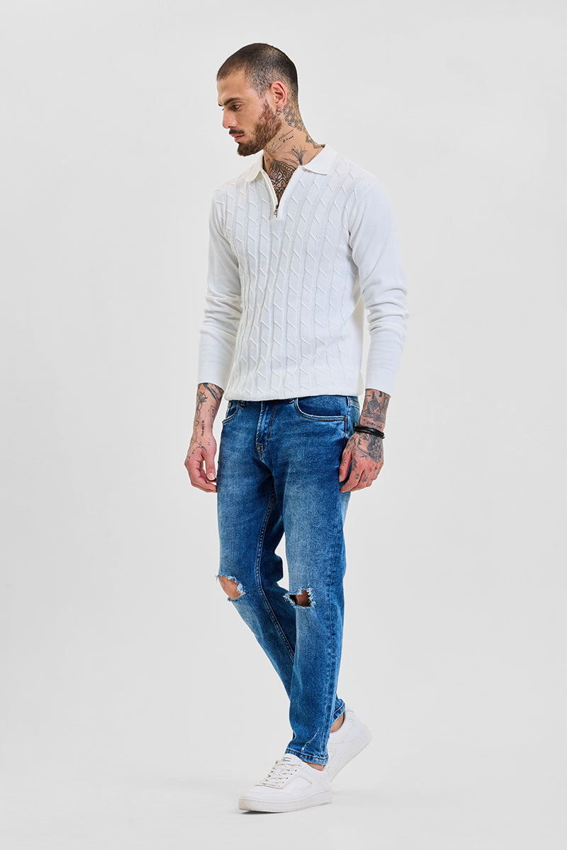 Blue Distressed Skinny Fit Jeans