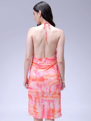 Women's Multicolor Fitted Gathered Dress