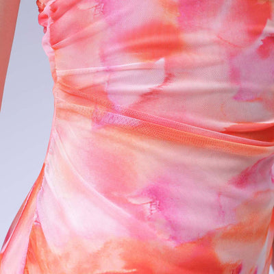 Women's Multicolor Fitted Gathered Dress