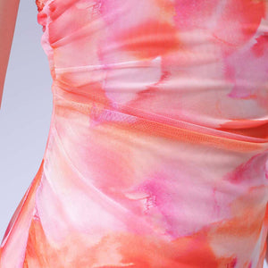 Women's Multicolor Fitted Gathered Dress