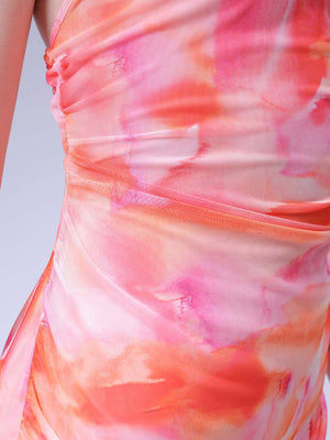 Women's Multicolor Fitted Gathered Dress