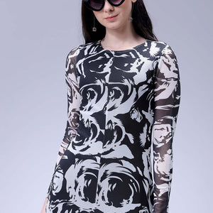 Women's Black Floral Midi Dress