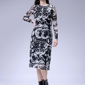 Women's Black Floral Midi Dress