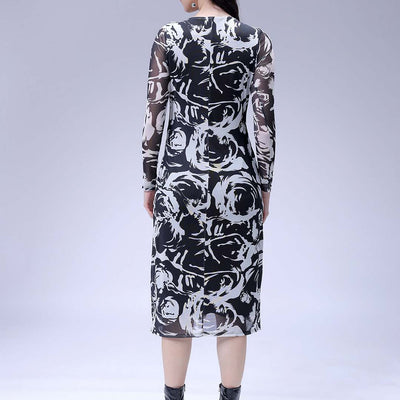 Women's Black Floral Midi Dress