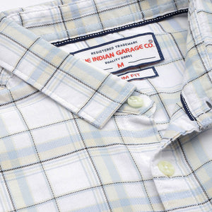 Men's White Slim Fit Checked Casual Shirt