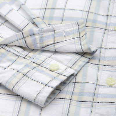 Men's White Slim Fit Checked Casual Shirt