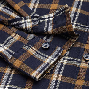 Men's Navy Blue Slim Fit Checked Casual Shirt