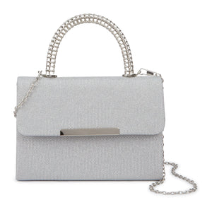 Lurex Metal Handle Square Clutch