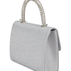 Lurex Metal Handle Square Clutch