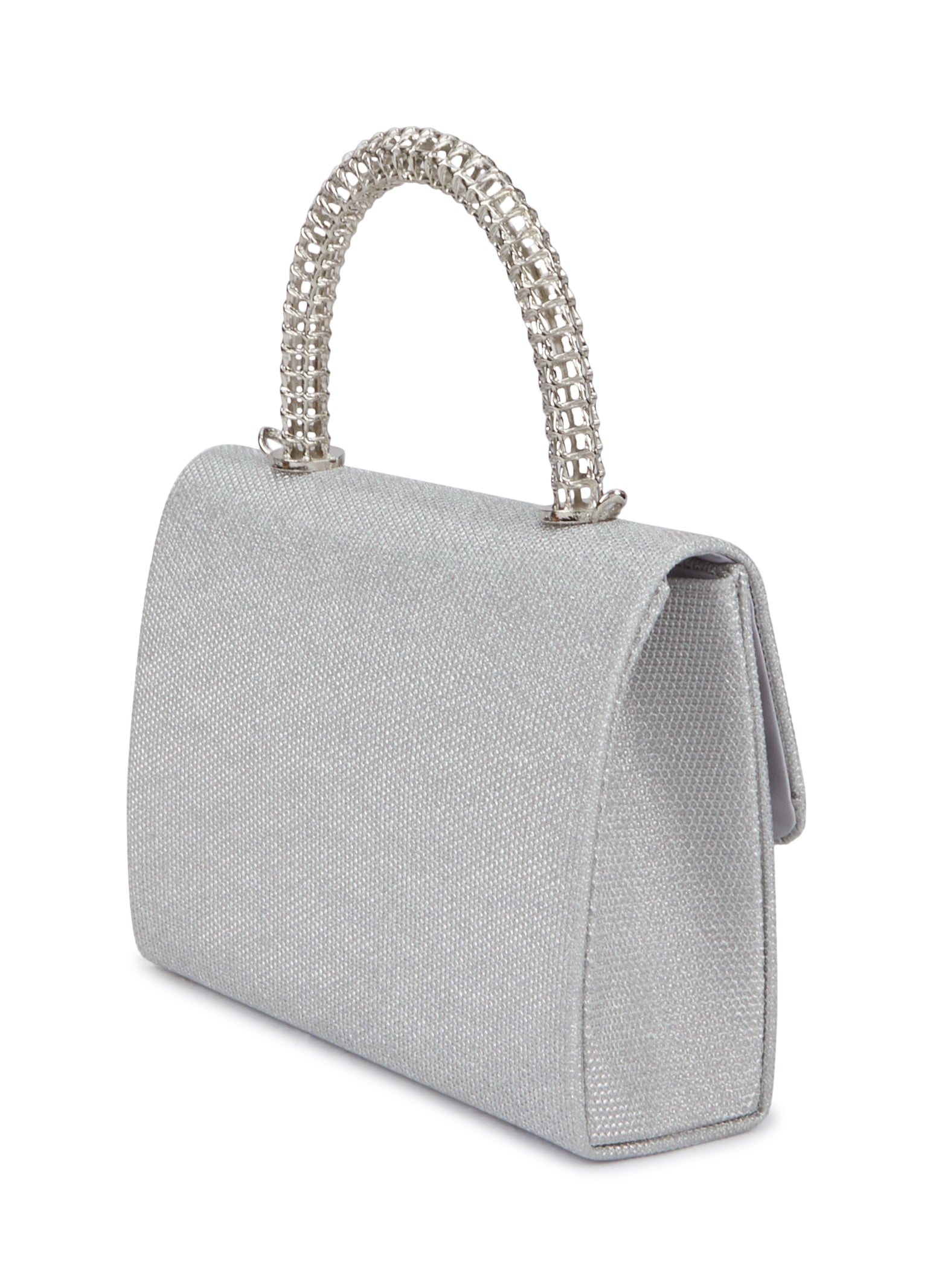 Lurex Metal Handle Square Clutch