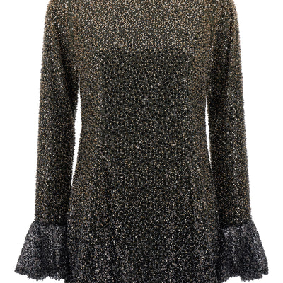 Rotate Birger Christensen Beaded Ls Mini Dress