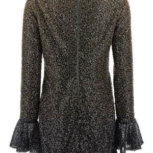 Rotate Birger Christensen Beaded Ls Mini Dress